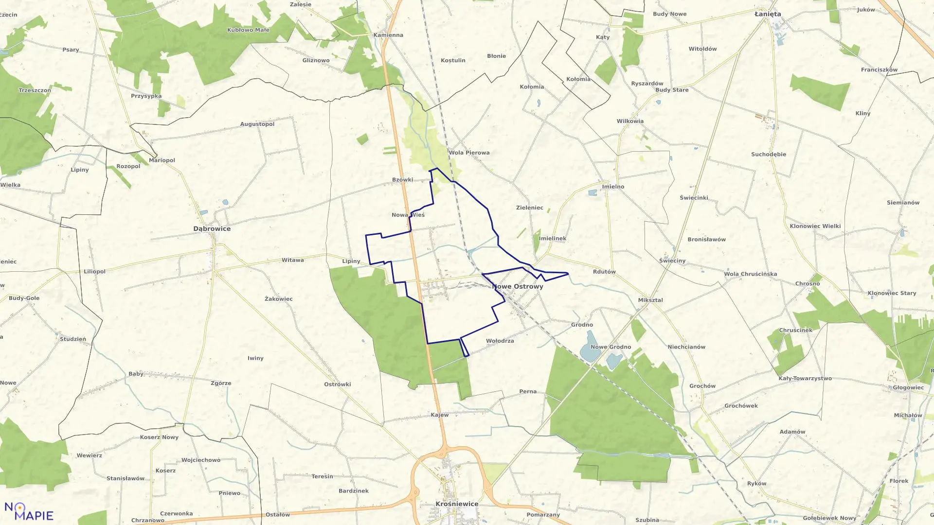 Mapa obrębu OSTROWY w gminie Nowe Ostrowy